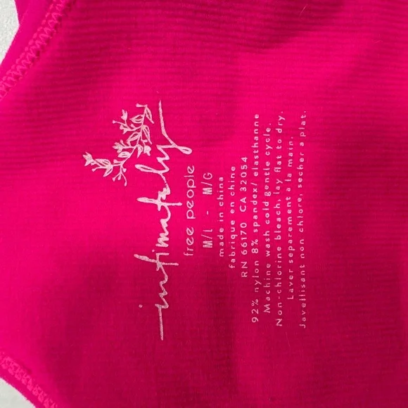 Intimately Free People Happiness Runs Pink Ribbed High Neck Tank Top M/L OB66170 - Picture 3 of 6